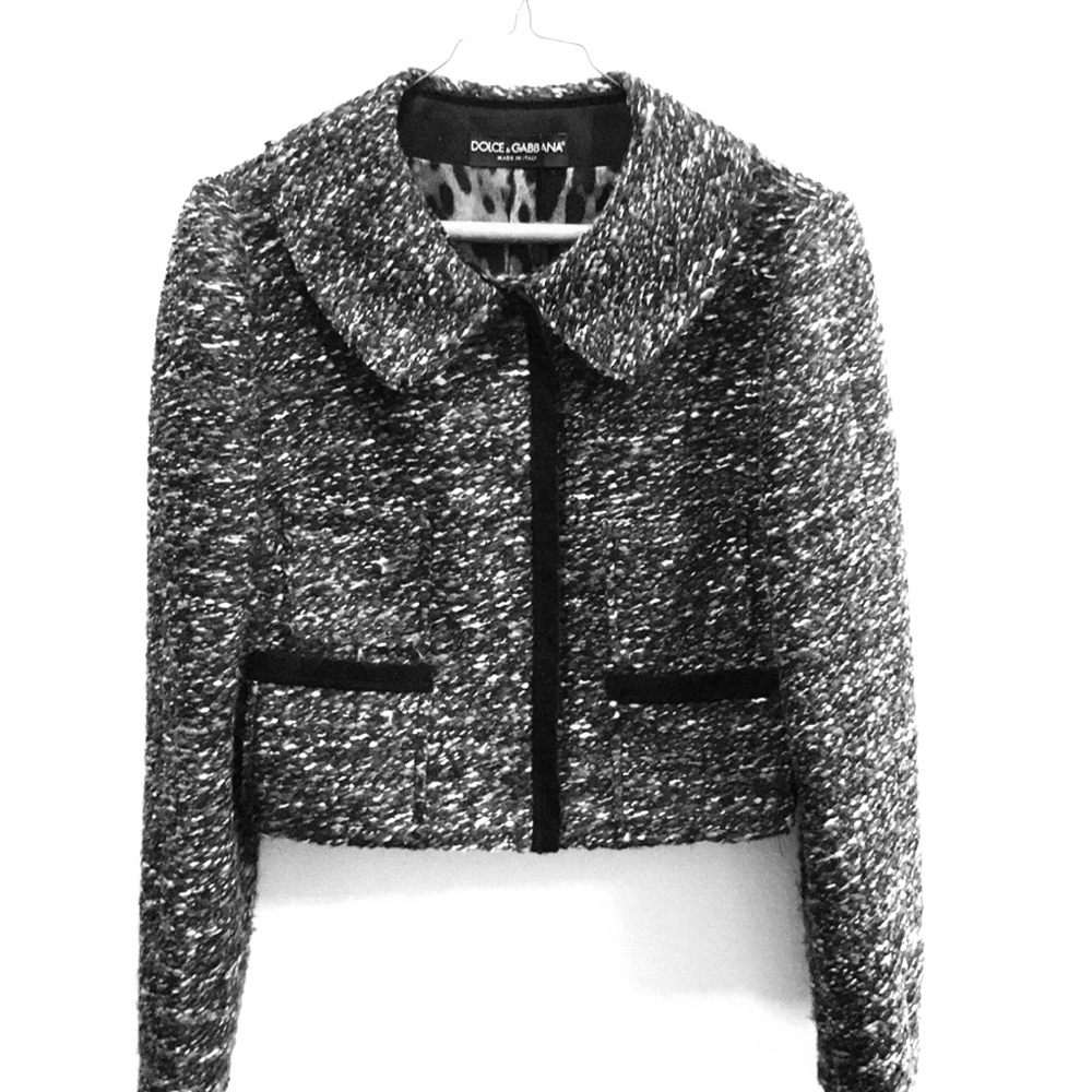 Dolce & Gabanna black/white tweed jacket size 40